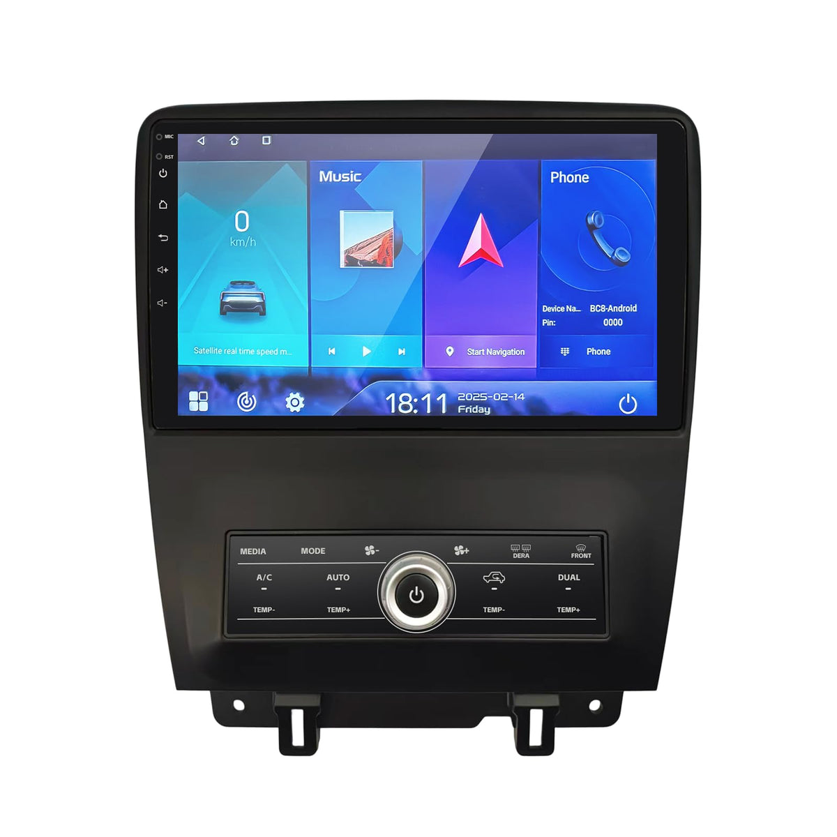 Hasenda Mustang 10-inch touchscreen view for intuitive navigation and media access.