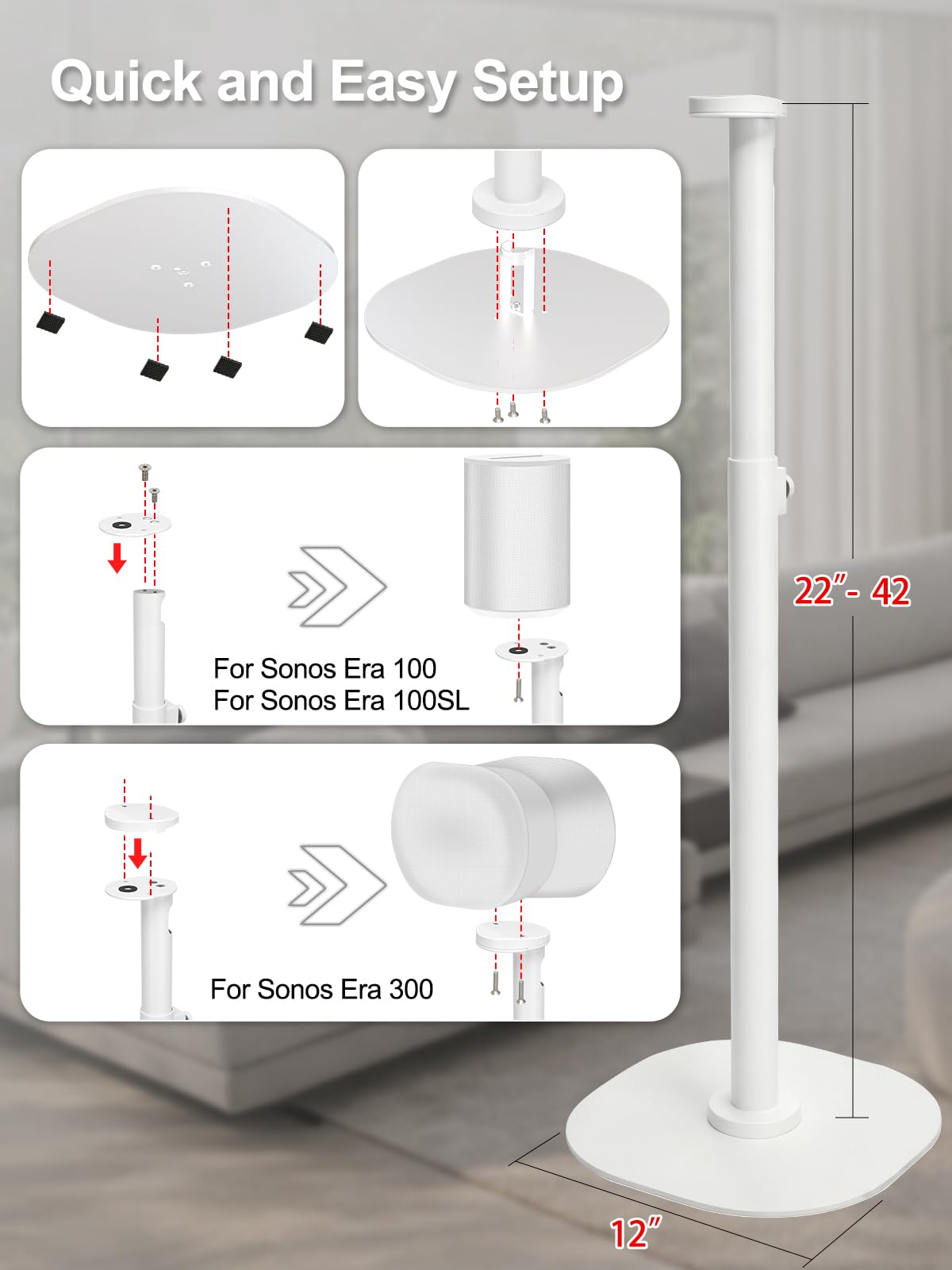 Haturi height-adjustable stands from 22 to 42 inches for optimal listening height