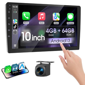 Haudio 10.1-inch car stereo front panel view improves accessibility and cabin style.
