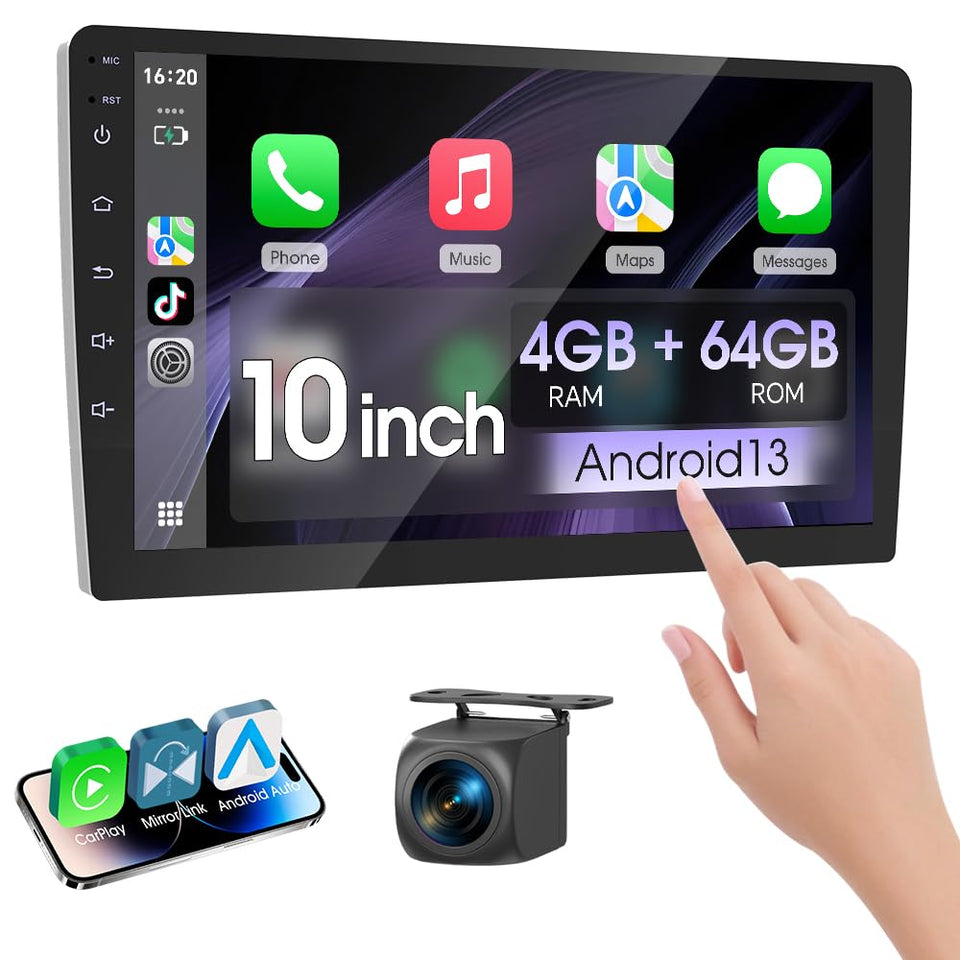 Haudio 10.1-inch car stereo front panel view improves accessibility and cabin style.