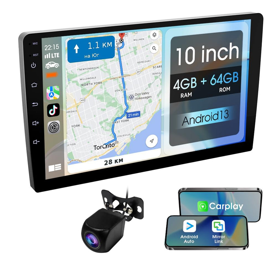 Haudio 10.1-inch CarPlay screen on dash for seamless infotainment.