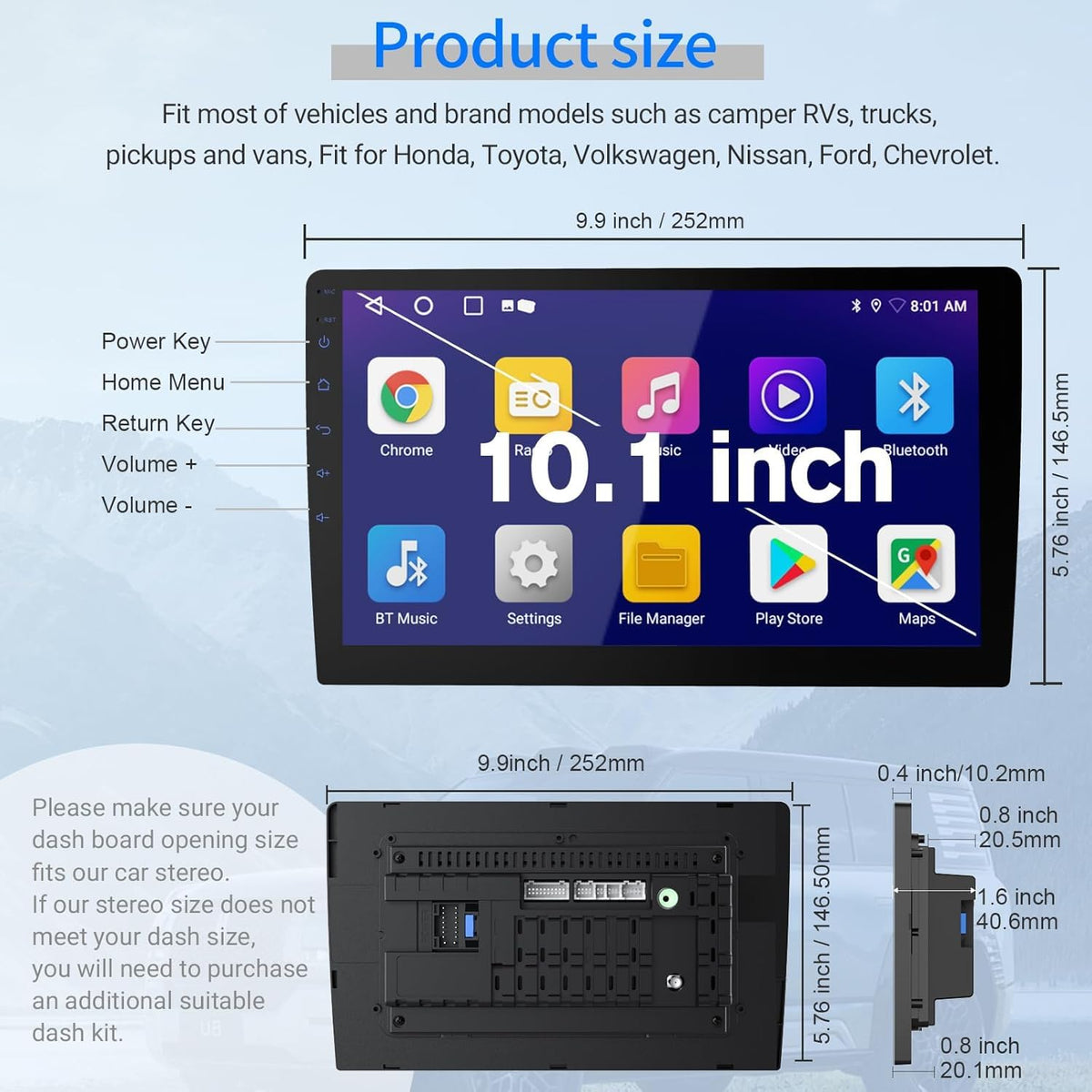 Haudio 10.1-inch HD touchscreen UI for intuitive navigation and media control.
