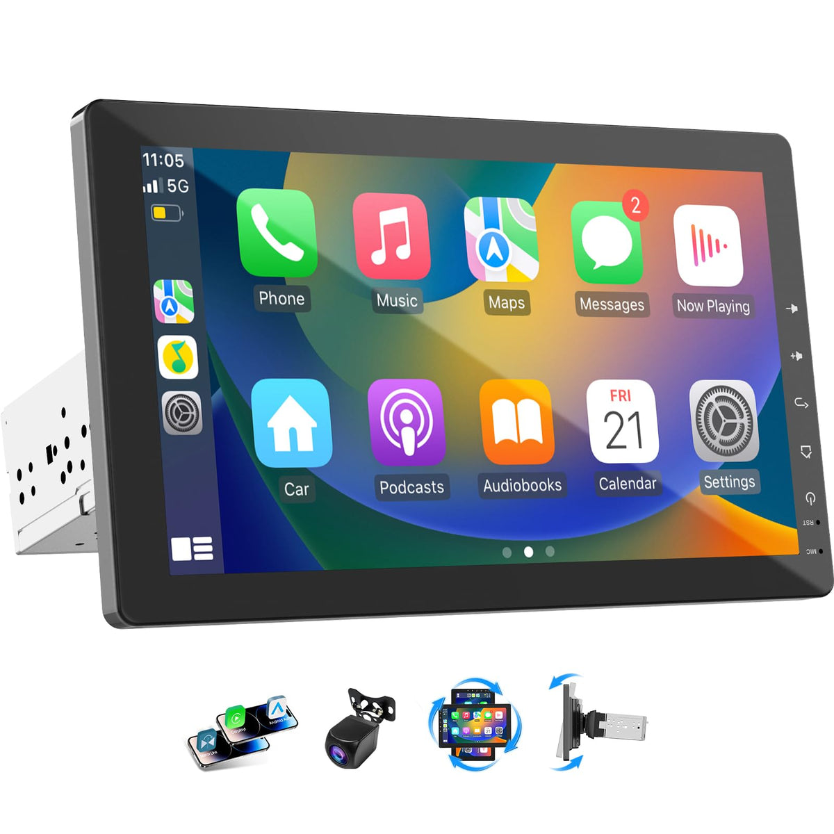 Haudio 10.1-inch rotatable touchscreen for adjustable viewing in car interiors