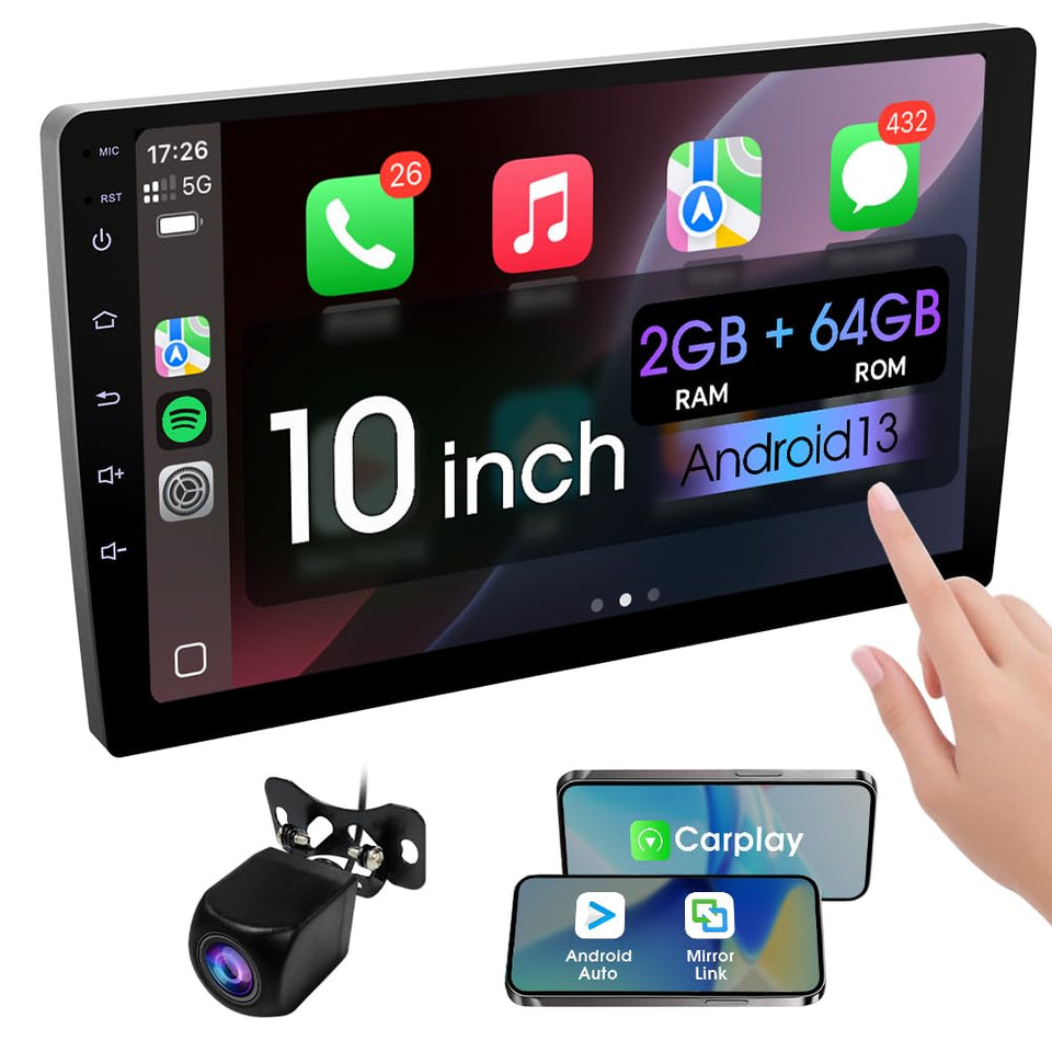 Haudio 10.1-inch double din screen with crisp navigation and media playback.