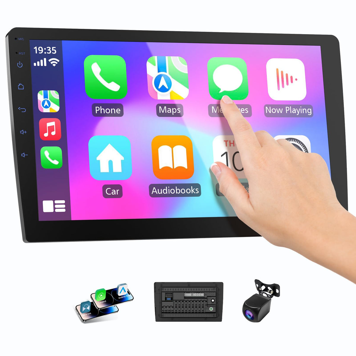 Haudio 10.1 inch HD touch screen with vivid navigation and video visuals.