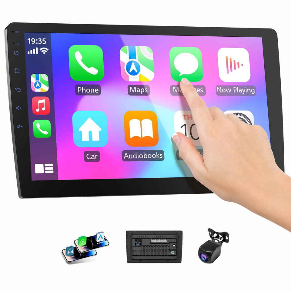 Haudio 10.1 inch HD touch screen with vivid navigation and video visuals.