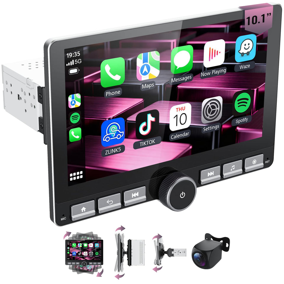 Haudio 101-inch rotatable touchscreen in dash enables versatile dashboard viewing.