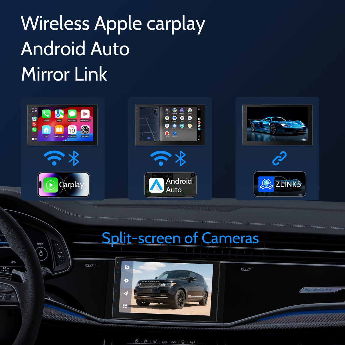 Haudio Android Auto mirror link on the big screen for maps and music.