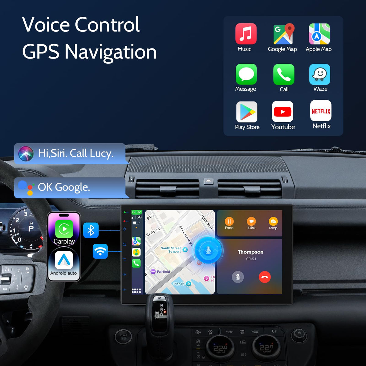 Haudio AUX and FM transmitter provide flexible audio sources.
