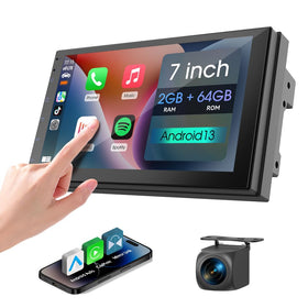 Haudio 7-Inch car stereo wireless Apple CarPlay display for navigation.