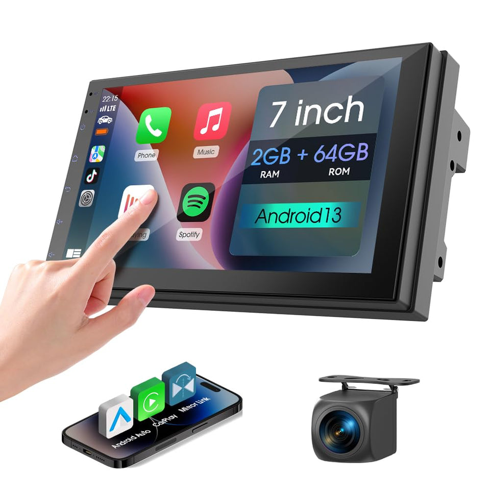 Haudio 7-Inch car stereo wireless Apple CarPlay display for navigation.