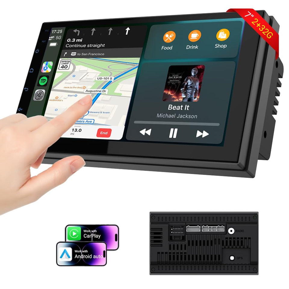 Haudio 7 inch double din car stereo display showing crisp visuals for easy navigation