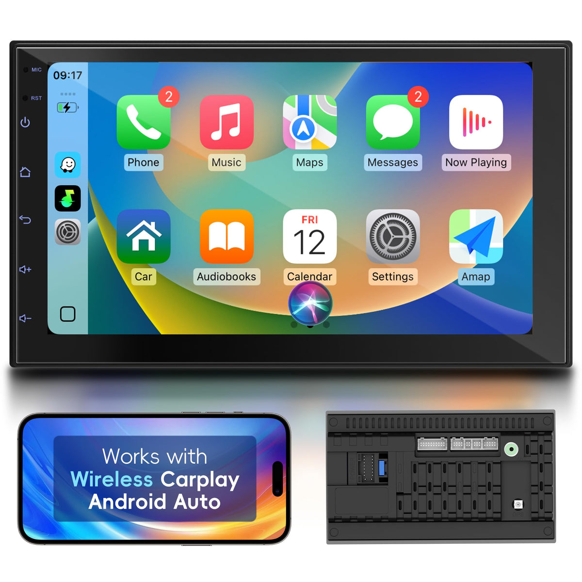 Haudio 7-inch double din front dash setup for enhanced in-car infotainment.