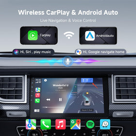 Haudio 9-inch double din carplay-android-auto icons showing seamless smartphone integration for calls.