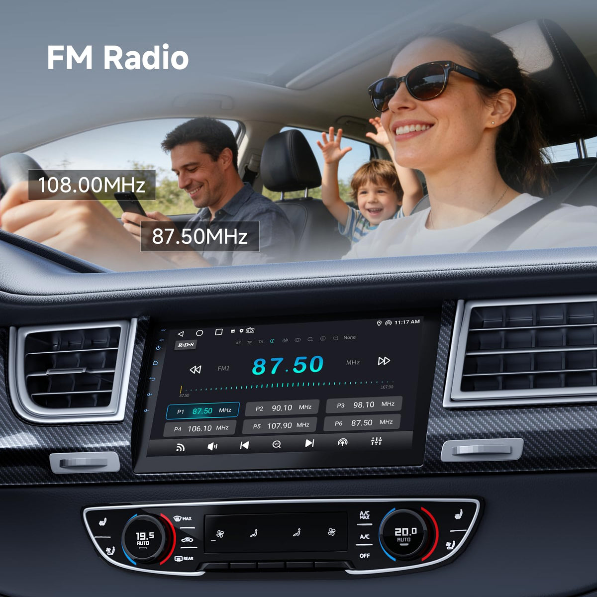 Haudio 9-inch double din rear camera with night vision and waterproof design.