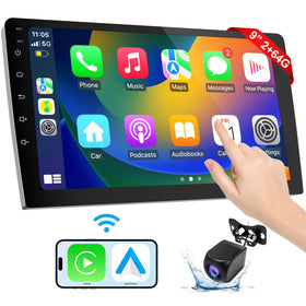 Haudio 9-inch CarPlay screen mounted on dash for easy access.