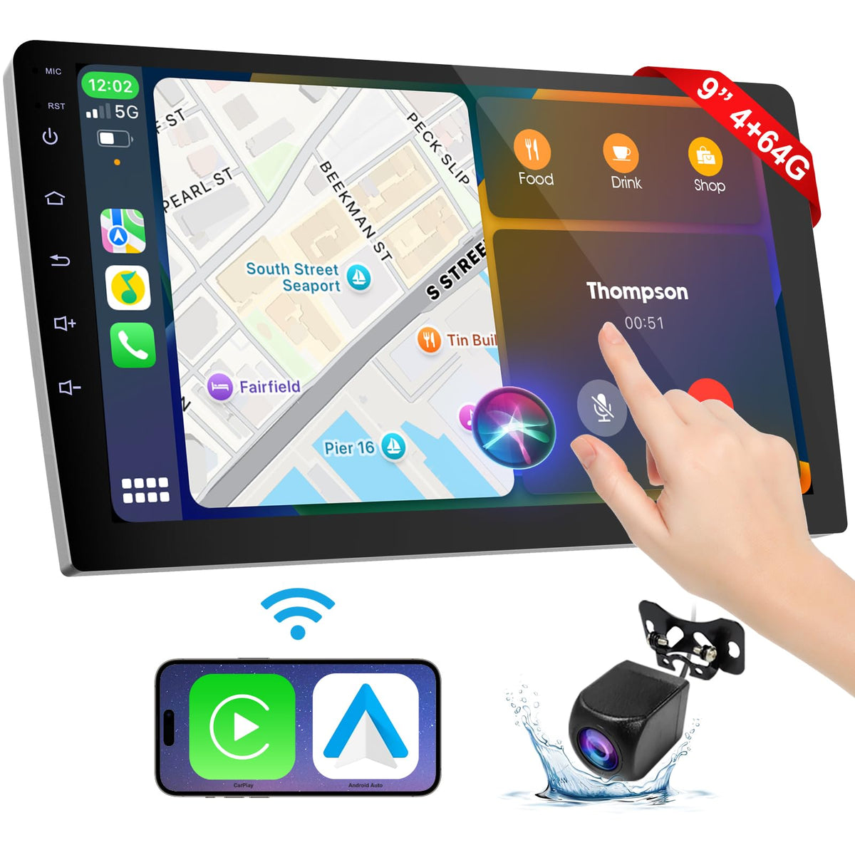 Haudio dashboard mount view displaying the CarPlay screen in a vehicle