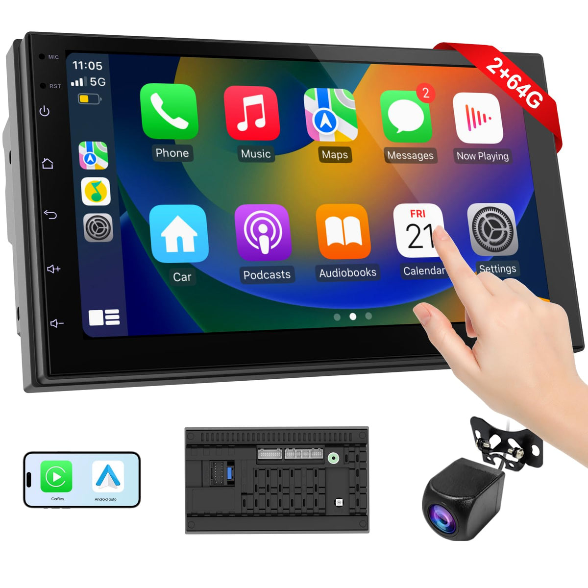 Haudio Android Auto hub enables hands-free navigation and apps on the dash.