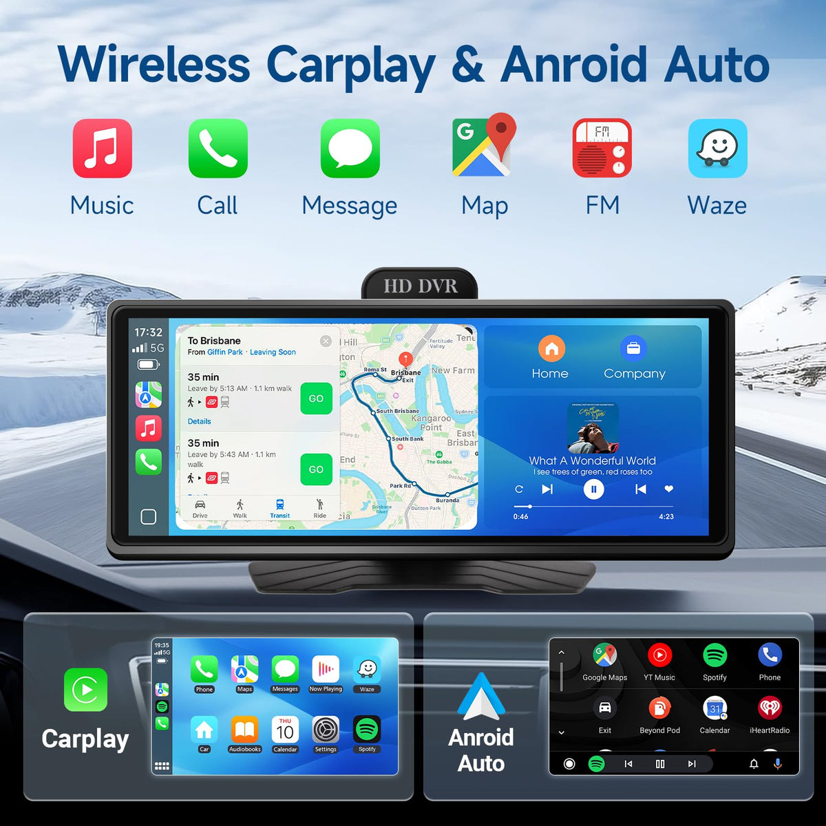 Haudio 1080P backup camera image, delivering crisp rear visibility for safer parking