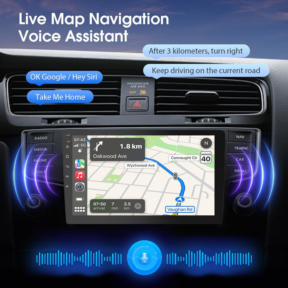Haudio wireless CarPlay and Android Auto mirroring for seamless smartphone use.