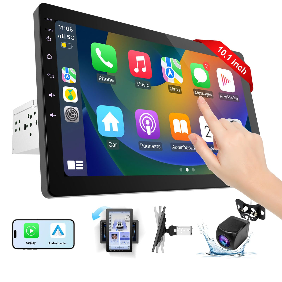 Haudio CarPlay touchscreen navigation for quick route planning on the go.