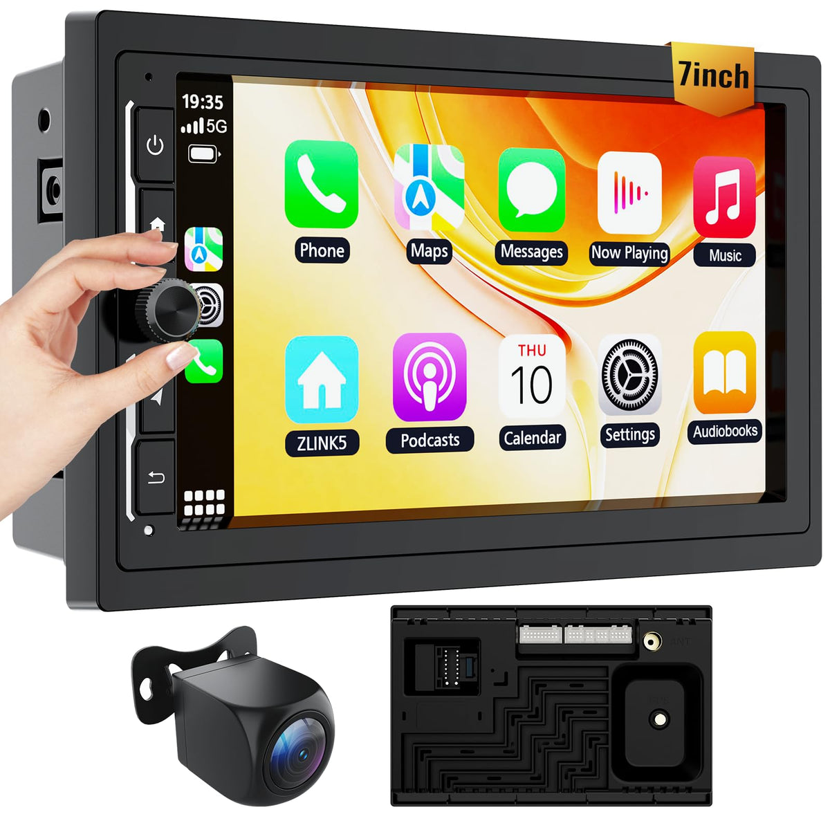 Haudio 7-inch double-DIN touchscreen for easy navigation and media control.