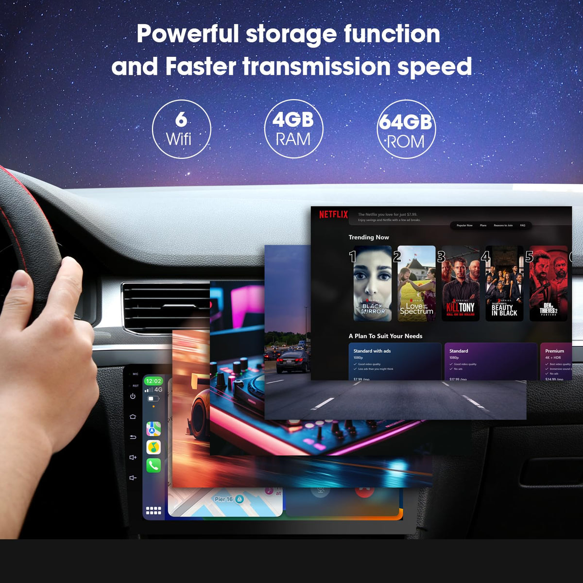 Haudio dual-OS mirroring display enabling iPhone and Android mirroring