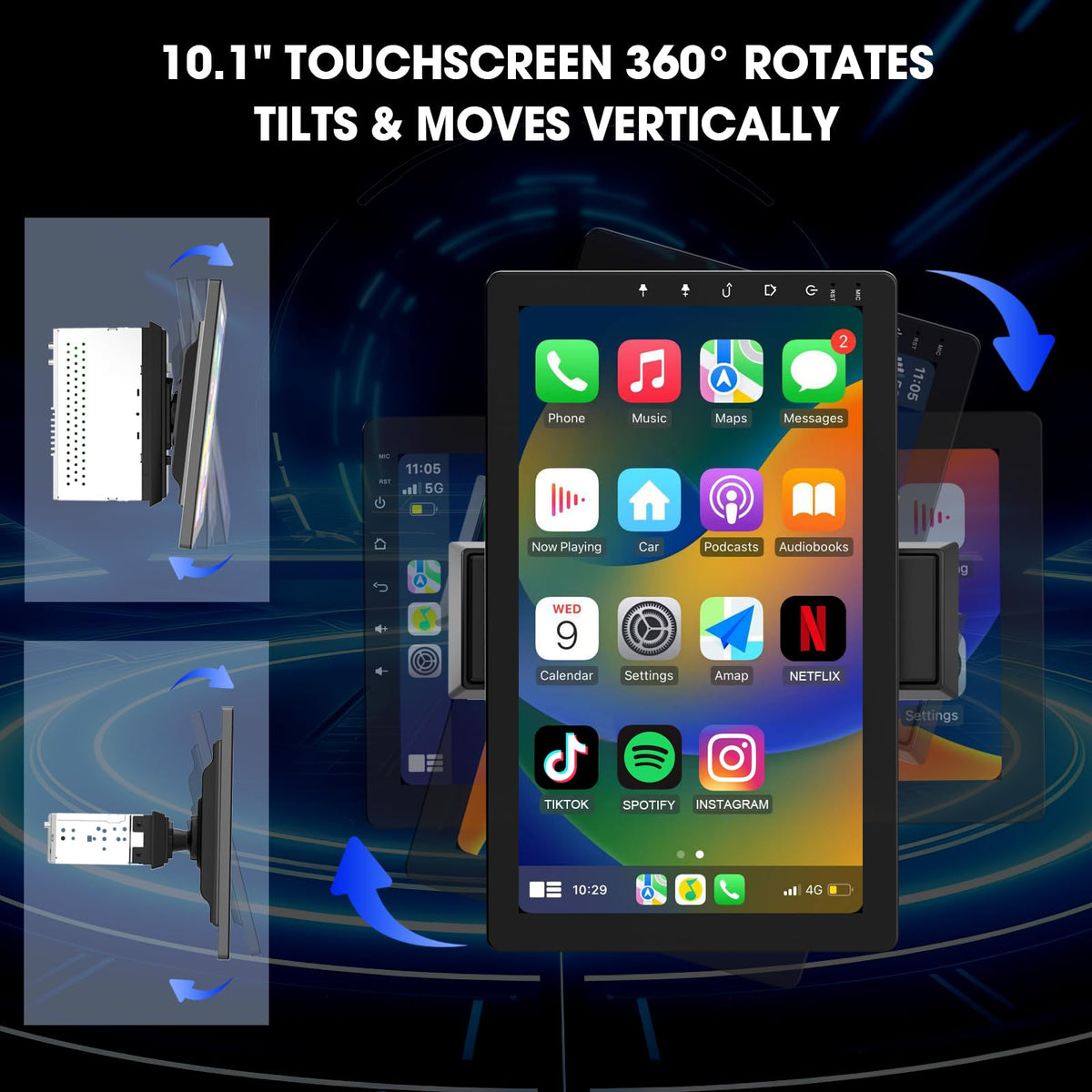 Haudio dual USB DVR ports allow wired CarPlay and secure dashcam recording.