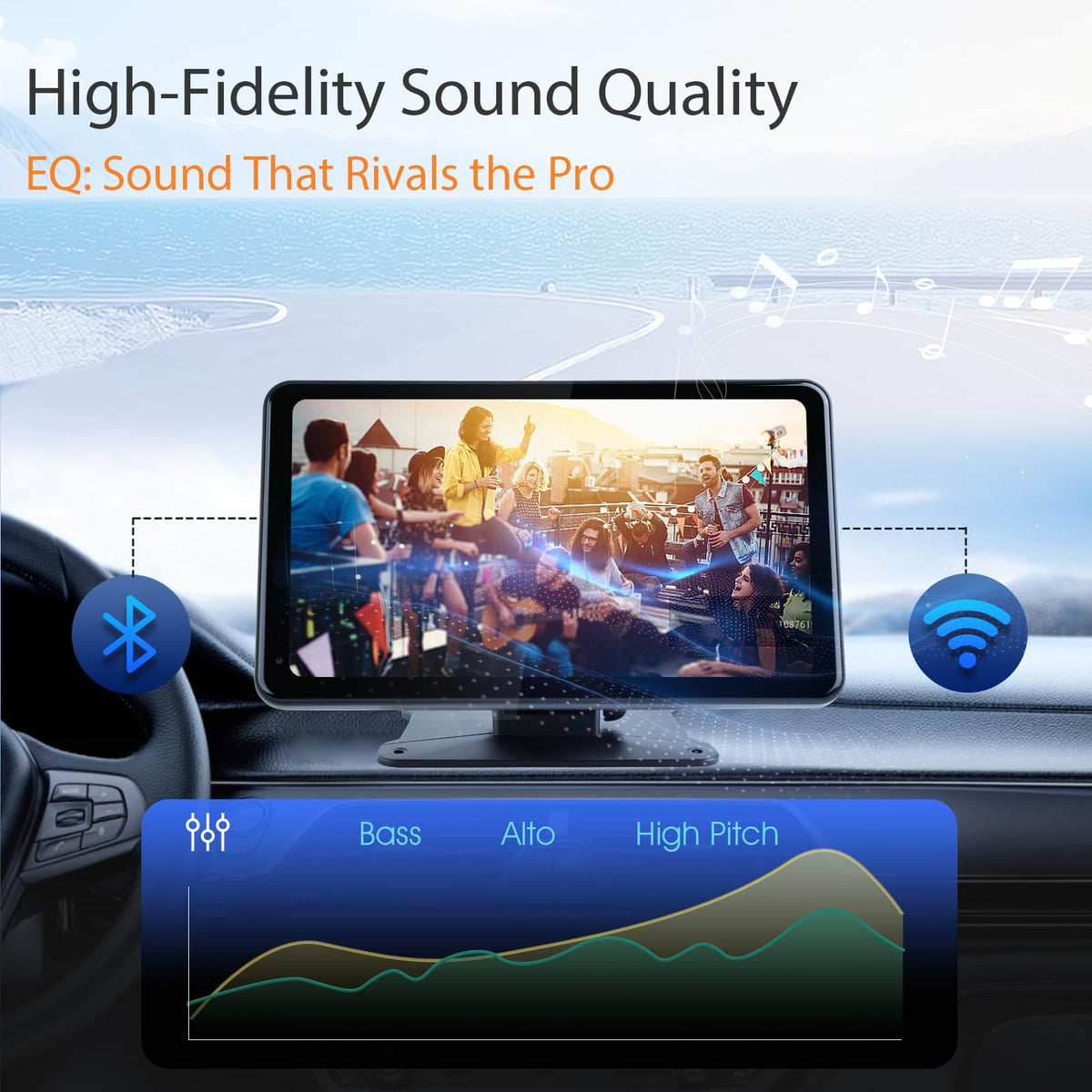 Haudio mounted in a car interior demonstrating easy installation and improved infotainment