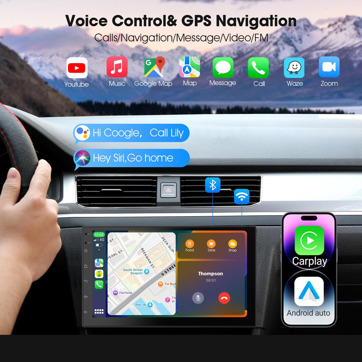 Haudio in-dash installation demonstrating fit in a double DIN slot for easy upgrade