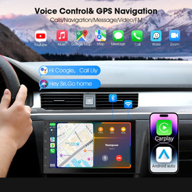 Haudio in-dash installation demonstrating fit in a double DIN slot for easy upgrade