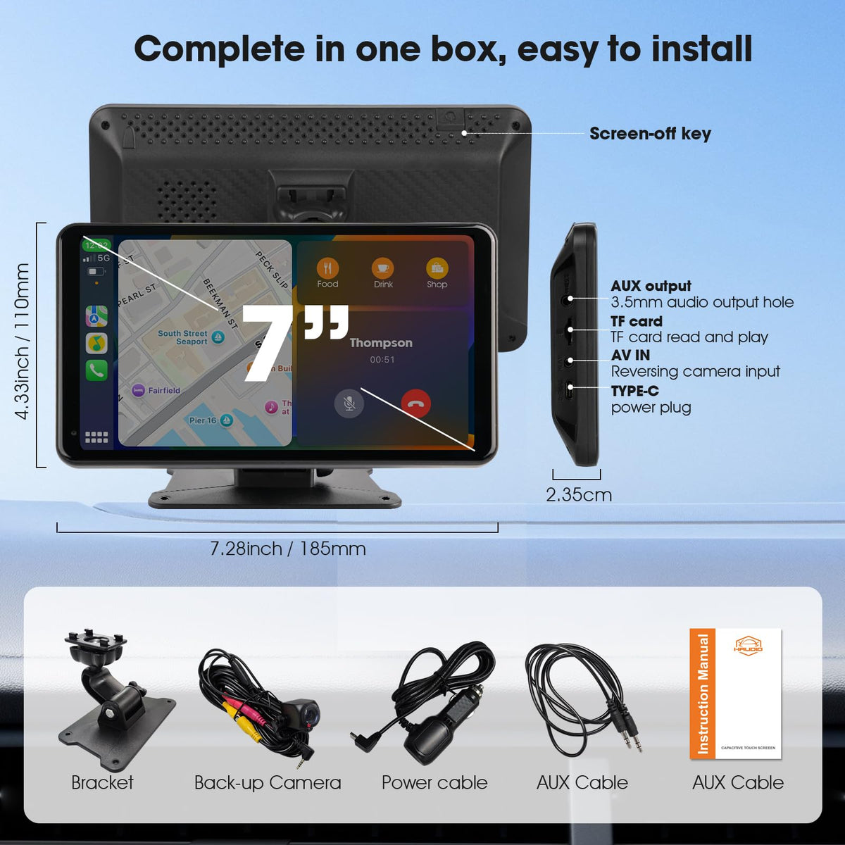 Haudio mounted on a dashboard providing modern infotainment convenience
