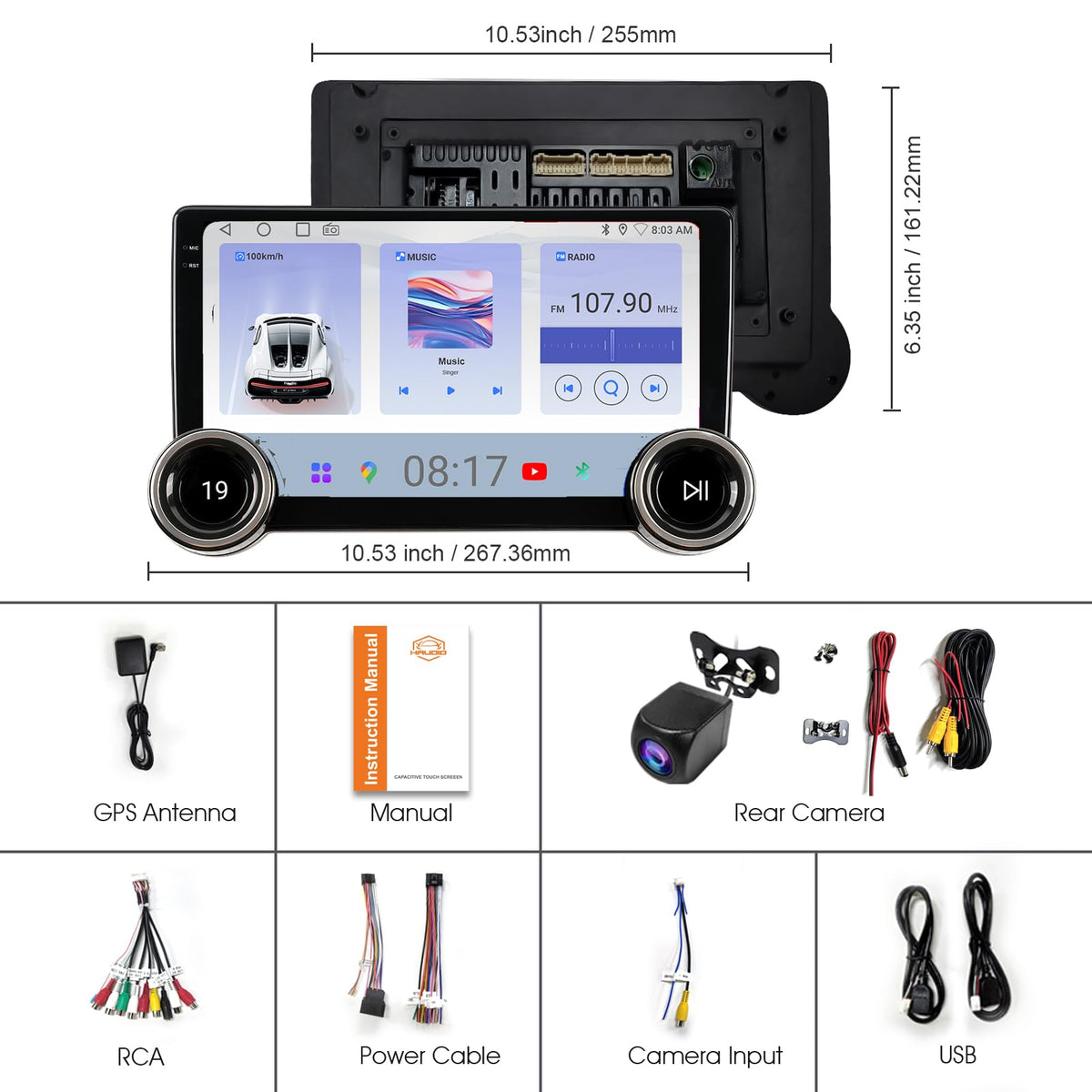 Haudio packaging and accessories including camera and installation kit