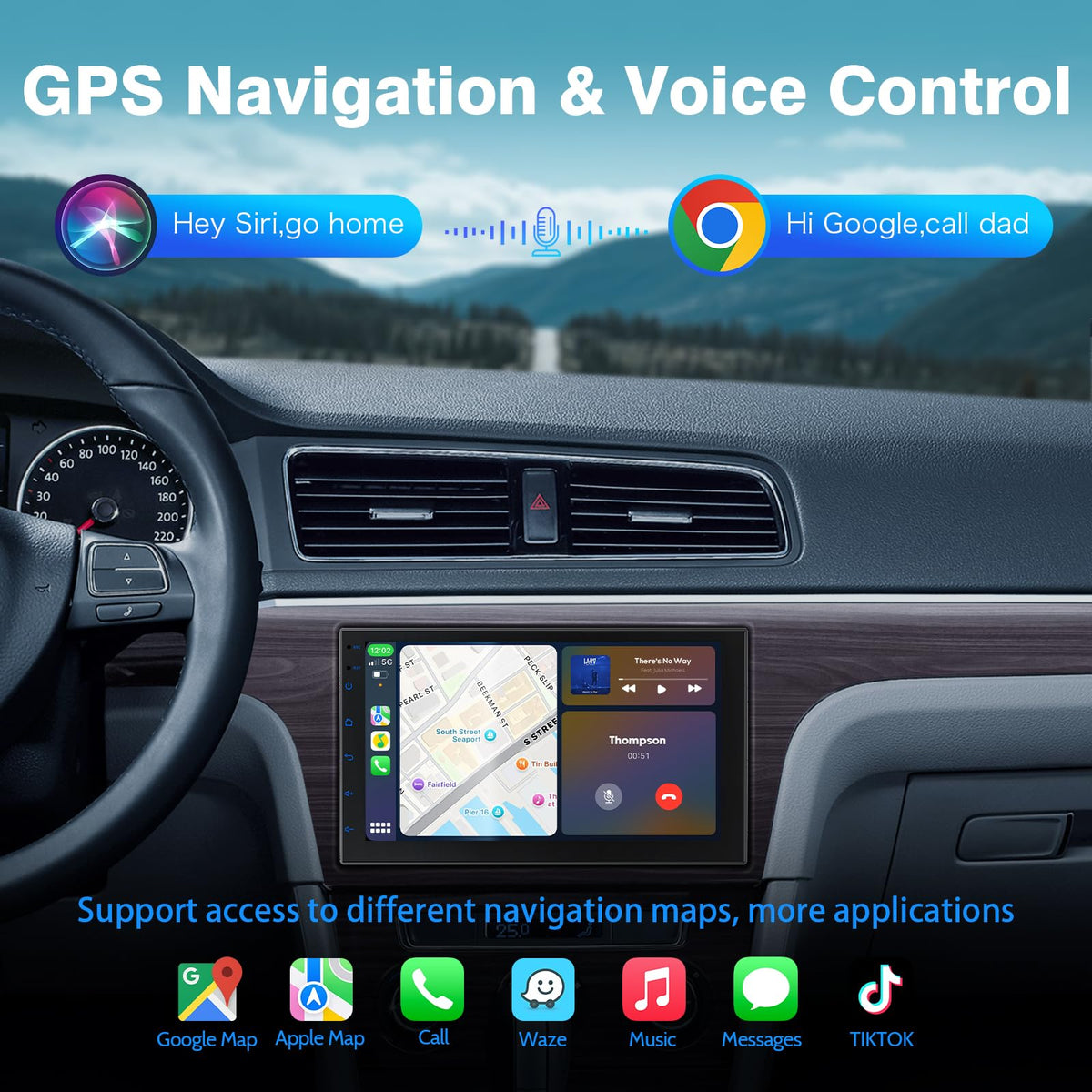 Haudio phone mirroring lets you access apps on the car screen.