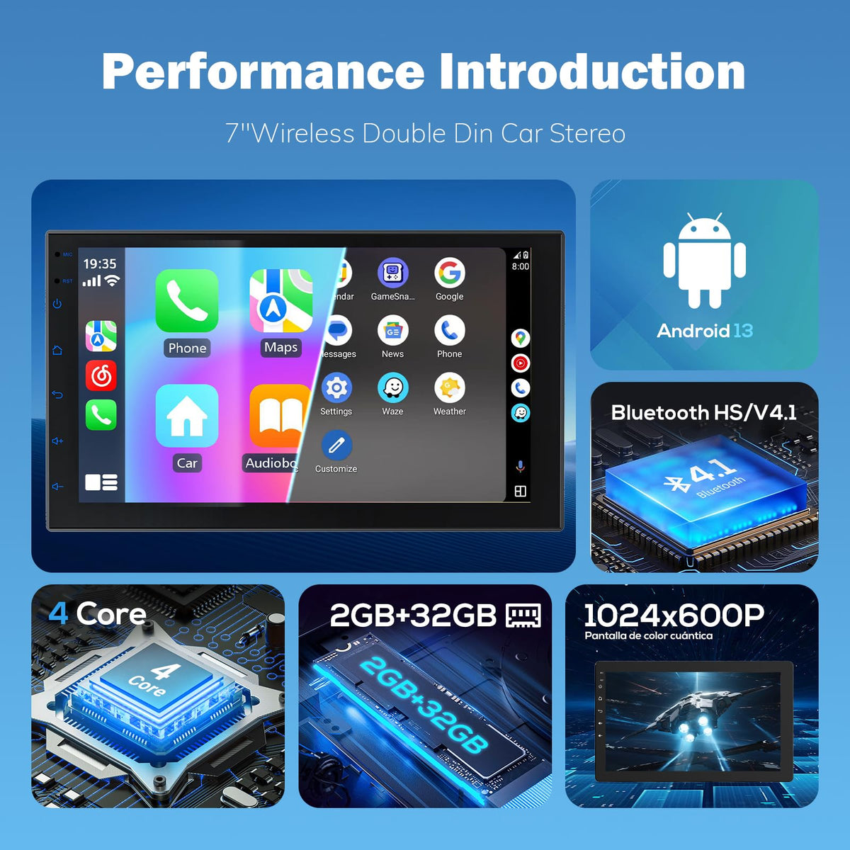 Haudio 7-inch HD touchscreen offers crisp visuals and responsive navigation.