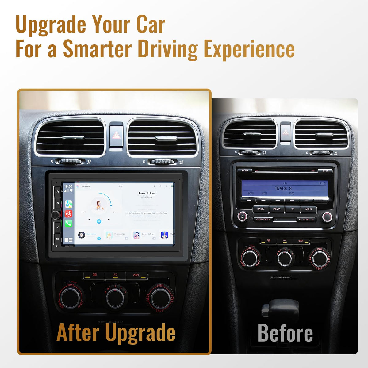 Haudio universal double-DIN fit with steering wheel control support.