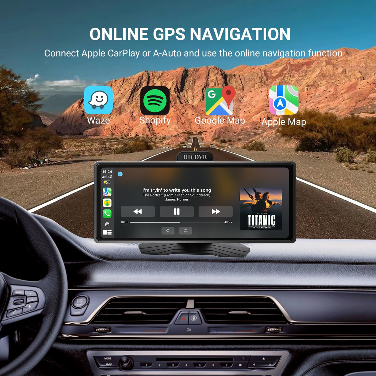 Haudio voice control and app compatibility for hands-free operation.