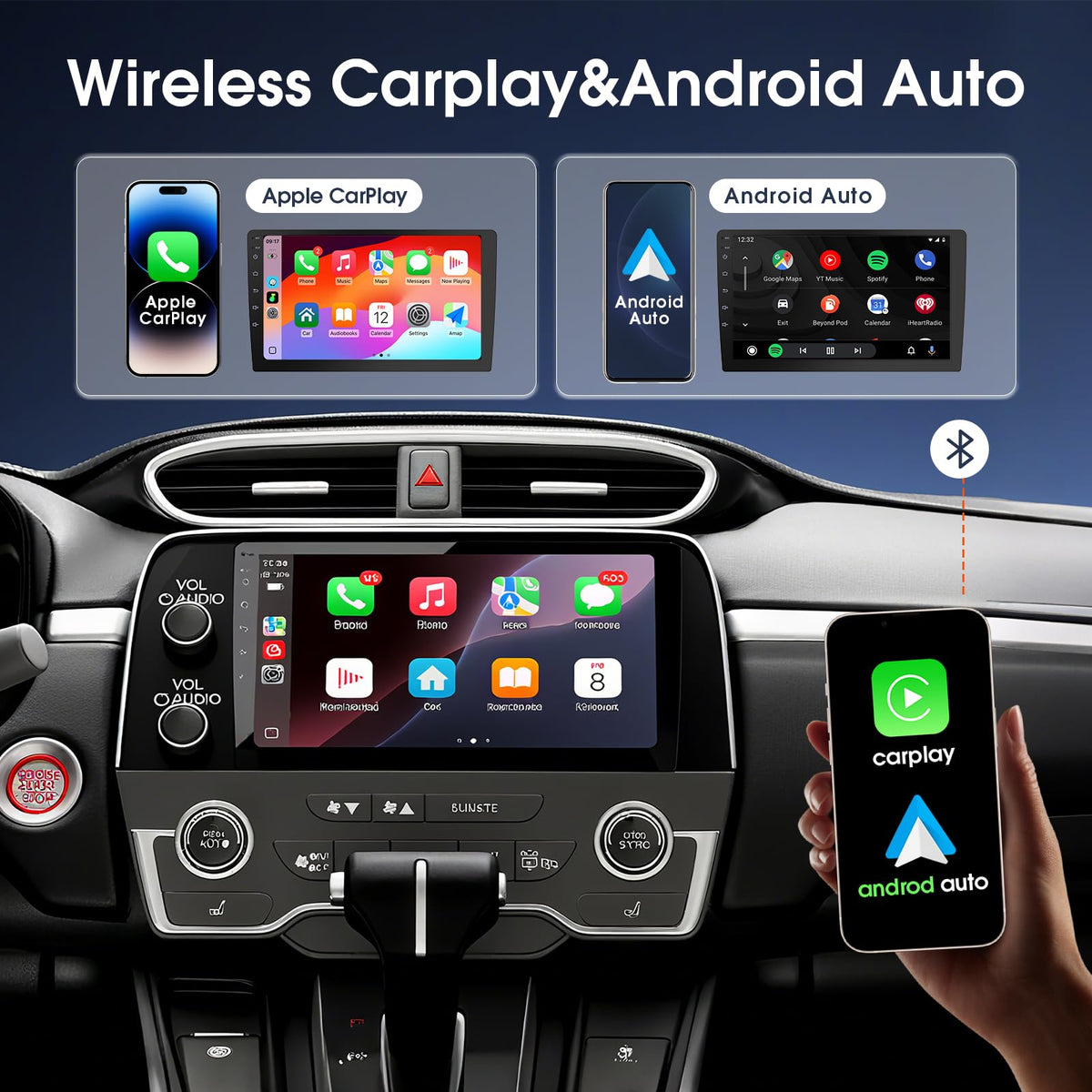 Haudio wireless CarPlay and Android Auto enable seamless hands-free driving.