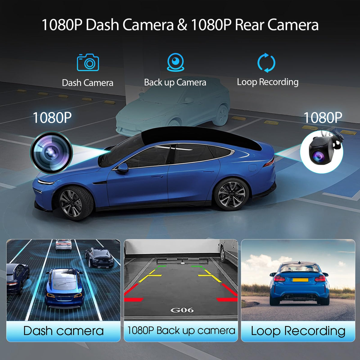 Haudio wireless CarPlay screen dashcam 1080p footage from front camera