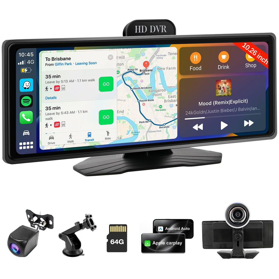 Haudio wireless CarPlay screen front view for quick CarPlay access on the go
