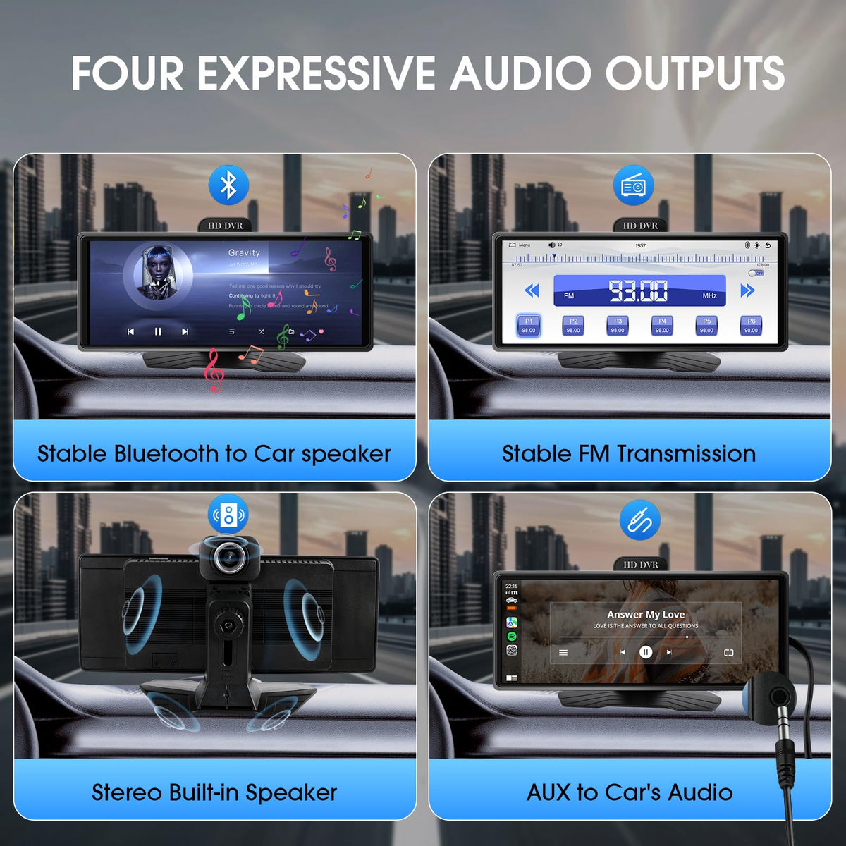 Haudio wireless CarPlay screen rear camera with reverse guidelines