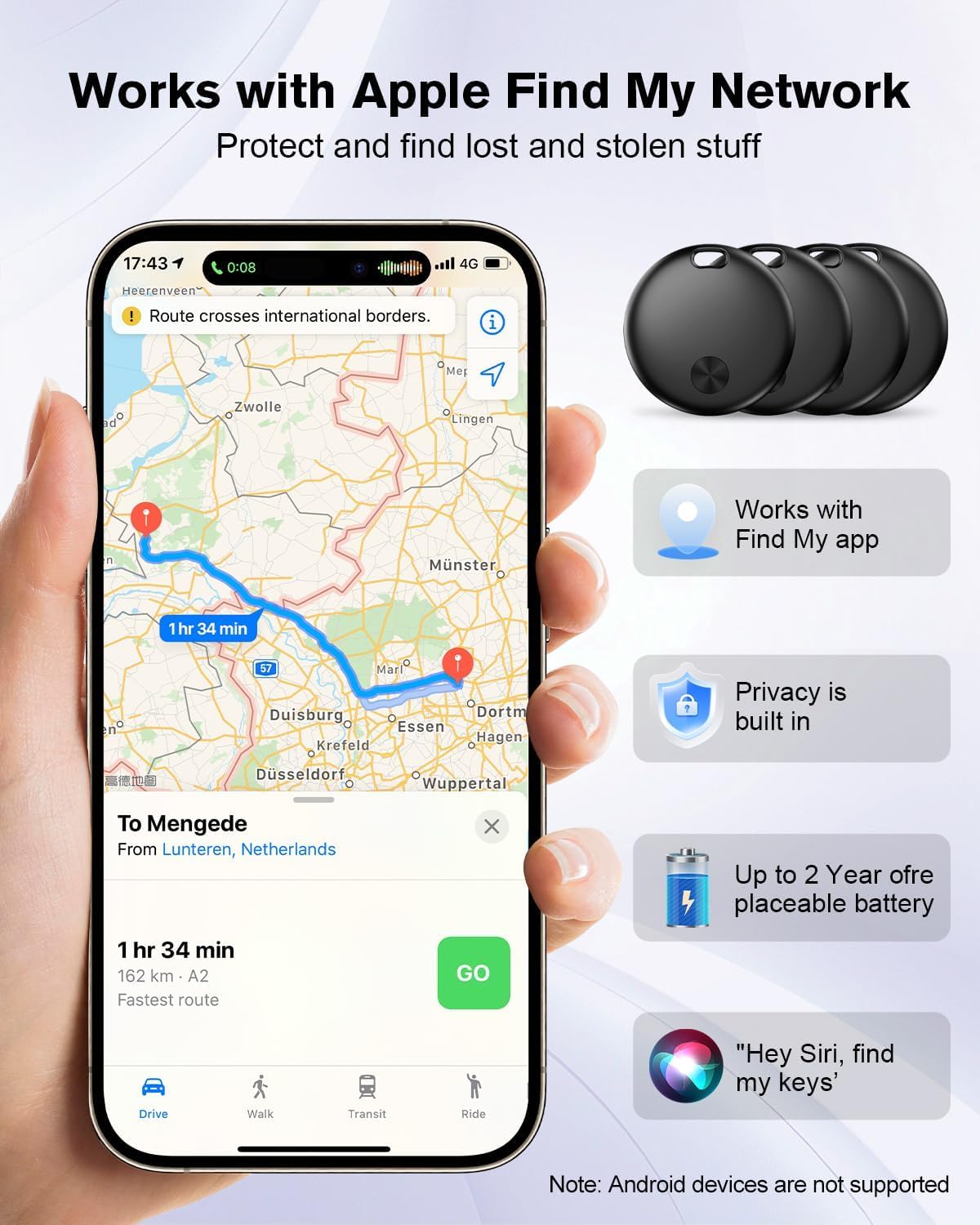 Hauibela weTag mini in a suitcase helps locate luggage easily