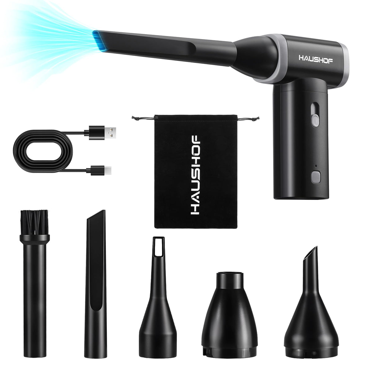 HAUSHOF 8V mini air duster eco-friendly materials and safe handling