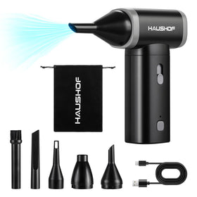 HAUSHOF 8V mini air duster in palm-size form for on-the-go dust removal