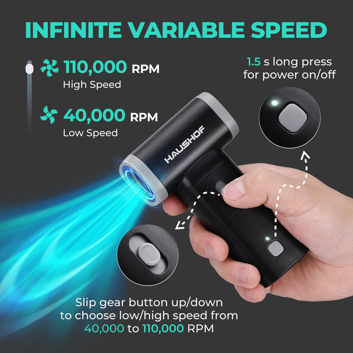 HAUSHOF 8V mini air duster cleans PCs and keyboards with precision