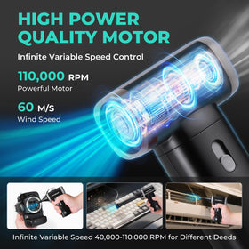 HAUSHOF 8V mini air duster with variable speed for delicate surfaces