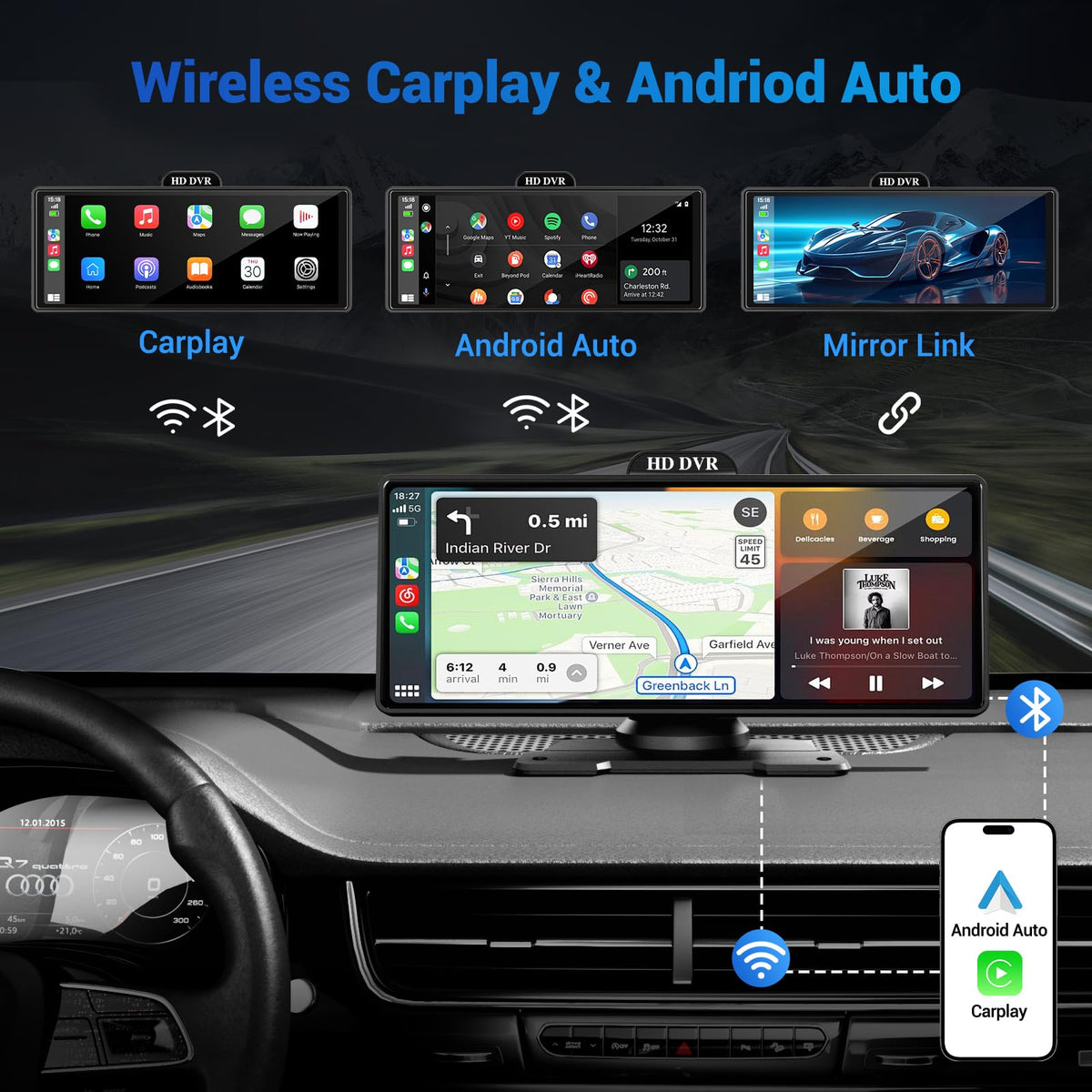HAUXIY 4K front dash cam for clear daytime footage