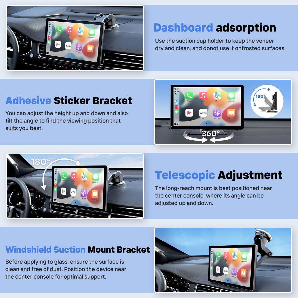 HAUXIY phone mirroring for iOS and Android on the 9-inch display