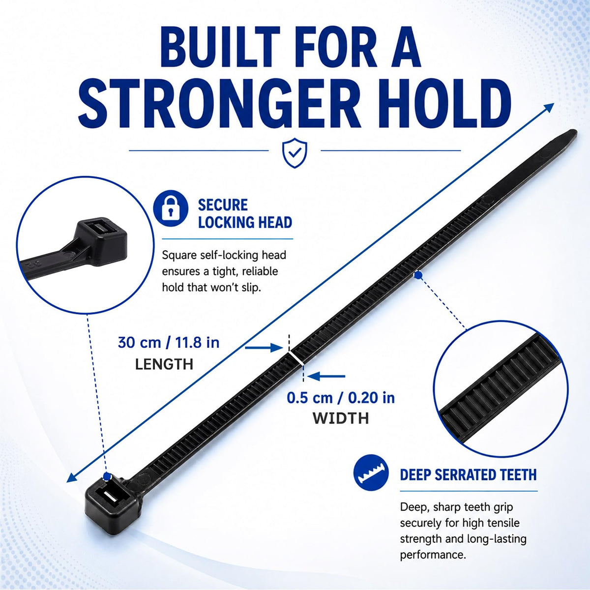 HAVE ME TD close-up of self-locking head highlighting secure nylon teeth for reliable hold