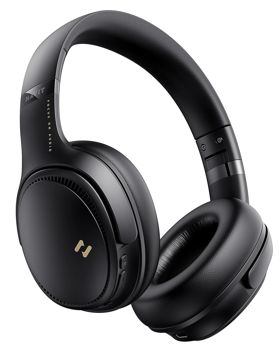 Havit active noise cancelling headphones shown with ANC for travel focus.